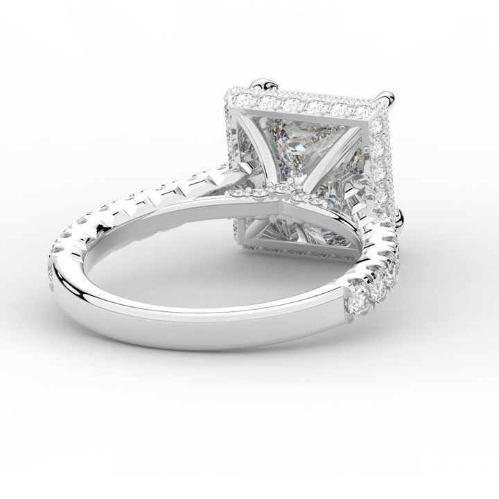 3.90CT.TW PRINCESS LAB DIAMOND HALO ENGAGEMENT RING - Nazarelle