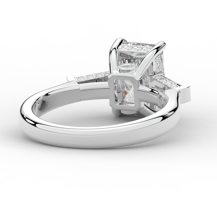 3.45CT.TW RADIANT LAB DIAMOND 3 STONE ENGAGEMENT RING - Nazarelle