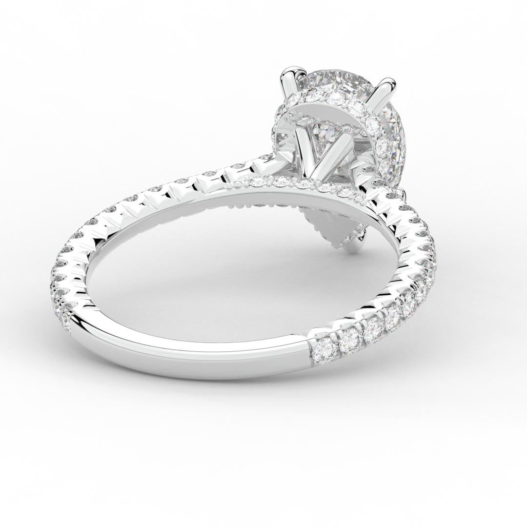 2.50CT.TW PEAR LAB DIAMOND UNDERHALO SOLITAIRE ENGAGEMENT RING - Nazarelle