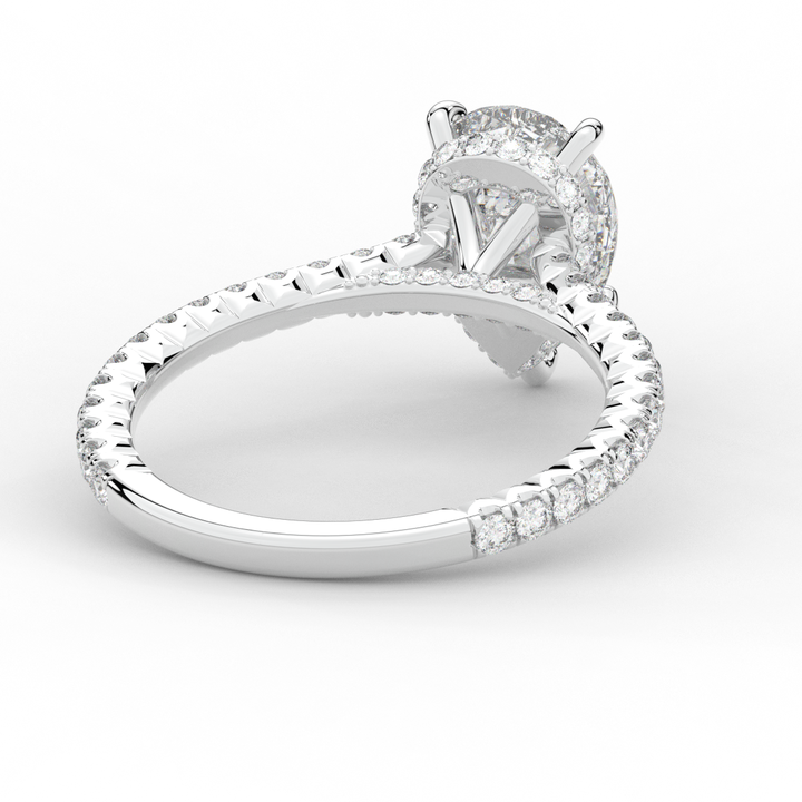 2.50CT.TW PEAR LAB DIAMOND UNDERHALO SOLITAIRE ENGAGEMENT RING - Nazarelle