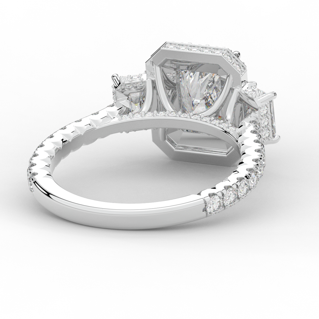 3.20CT.TW RADIANT LAB DIAMOND 3 STONE ENGAGEMENT RING - Nazarelle