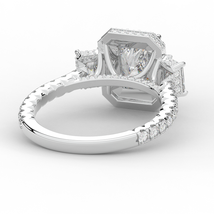 3.20CT.TW RADIANT LAB DIAMOND 3 STONE ENGAGEMENT RING - Nazarelle