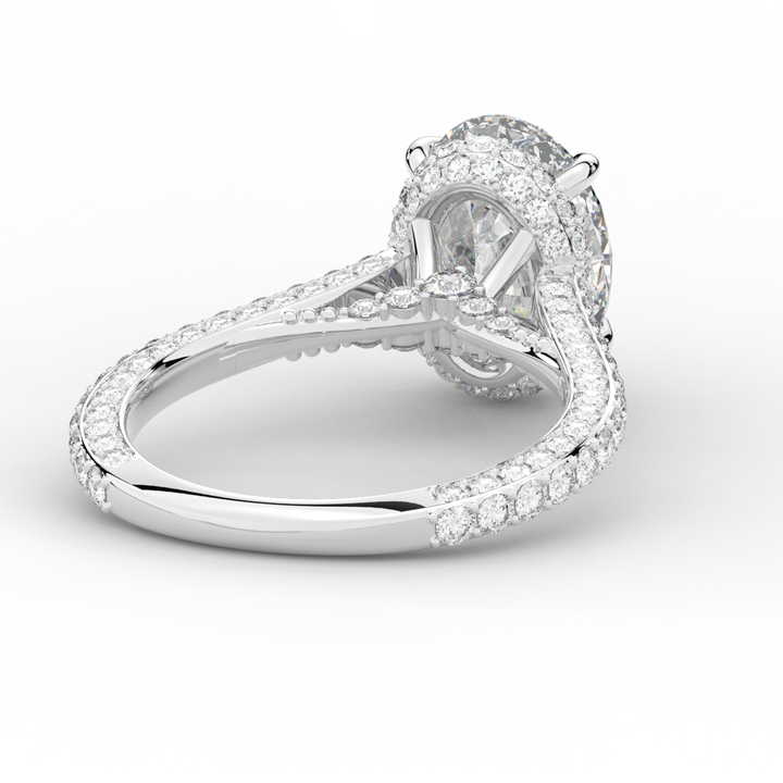 4.00CT.TW OVAL LAB DIAMOND UNDERHALO SOLITAIRE ENGAGEMENT RING - Nazarelle