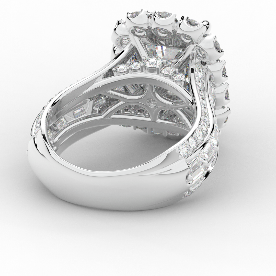 8.00CT.TW EMERALD CUT LAB DIAMOND HALO ENGAGEMENT RING - Nazarelle