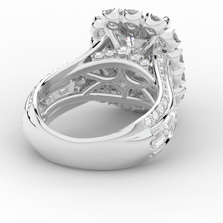 8.00CT.TW EMERALD CUT LAB DIAMOND HALO ENGAGEMENT RING - Nazarelle