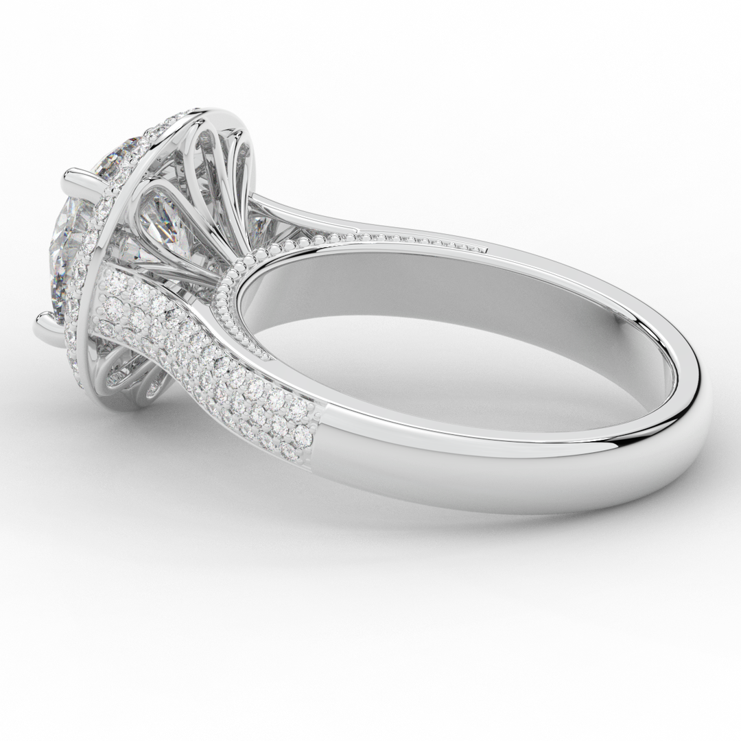 2.45CT.TW ROUND LAB DIAMOND HALO ENGAGEMENT RING - Nazarelle