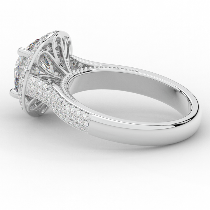 2.45CT.TW ROUND LAB DIAMOND HALO ENGAGEMENT RING - Nazarelle