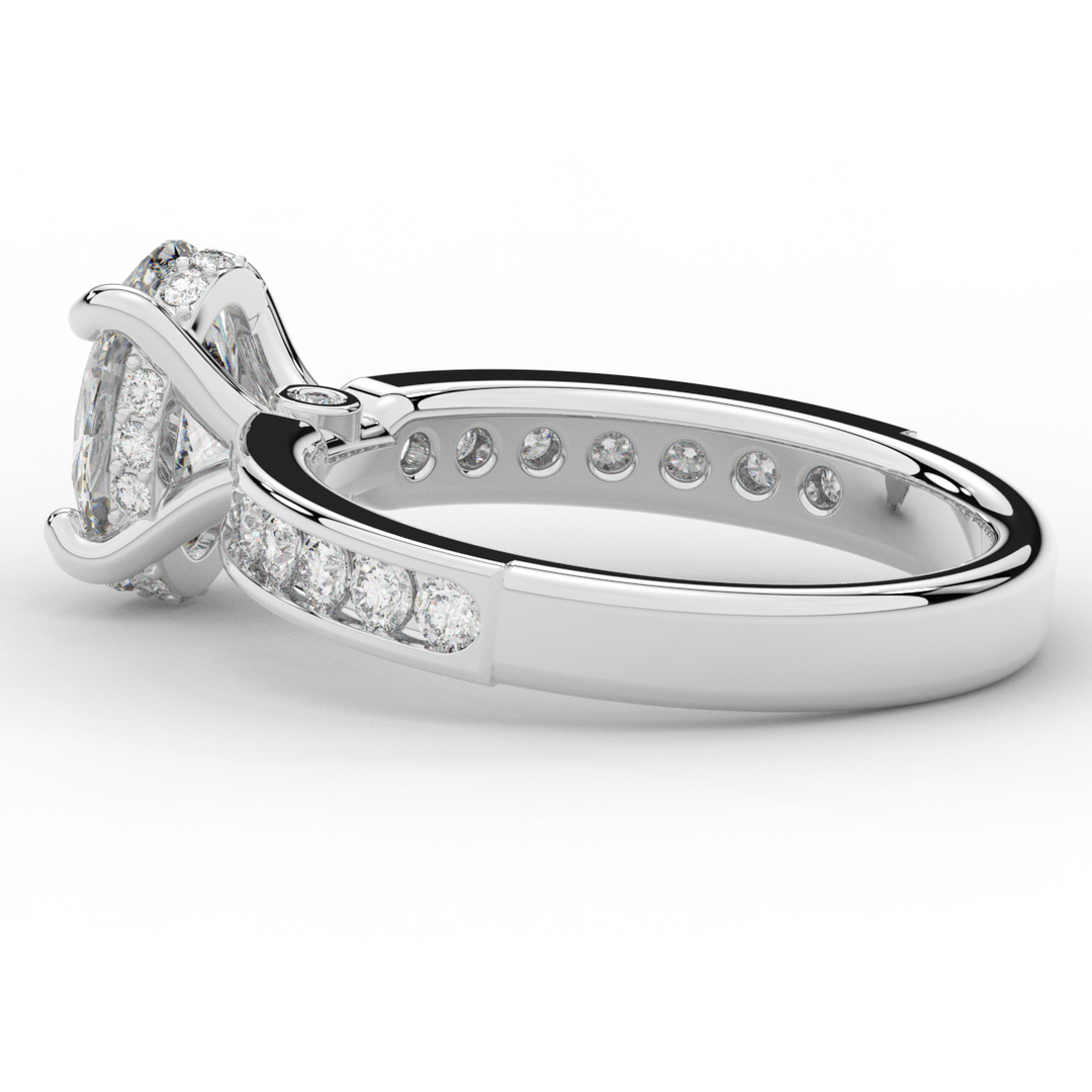 1.95CT.TW OVAL LAB DIAMOND UNDERHALO ENGAGEMENT RING - Nazarelle