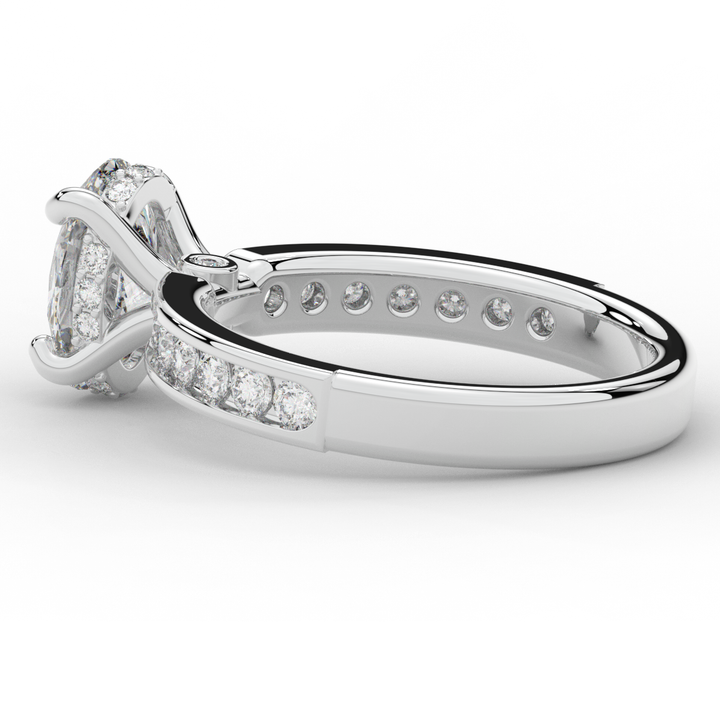 1.95CT.TW OVAL LAB DIAMOND UNDERHALO ENGAGEMENT RING - Nazarelle