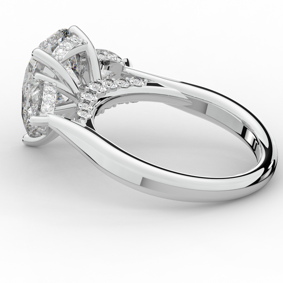 3.70CT.TW PEAR LAB DIAMOND 3 STONE ENGAGEMENT RING - Nazarelle