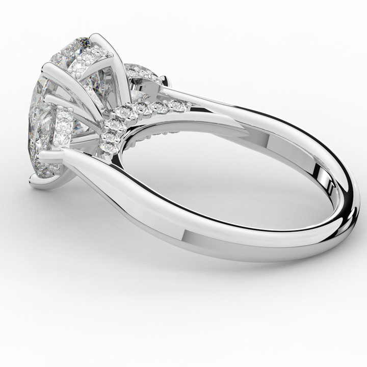 3.70CT.TW PEAR LAB DIAMOND 3 STONE ENGAGEMENT RING - Nazarelle