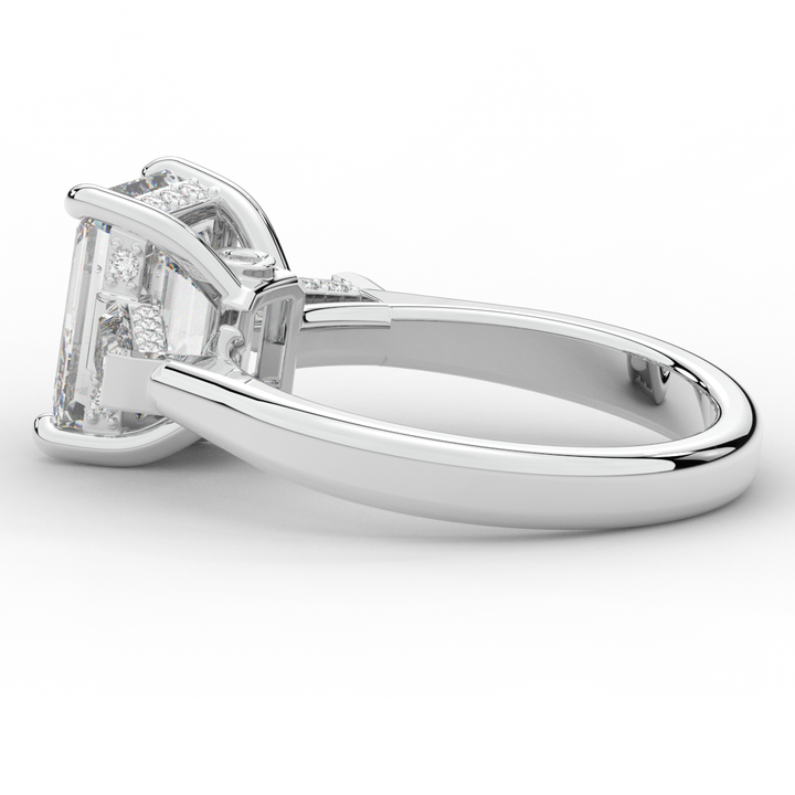 3.45CT.TW EMERALD CUT LAB DIAMOND 3 STONE ENGAGEMENT RING - Nazarelle