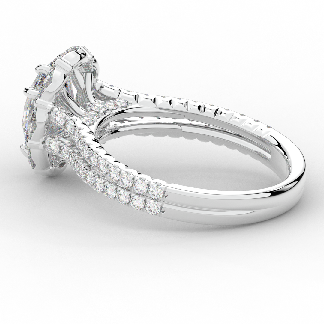 2.30CT.TW OVAL LAB DIAMOND HALO SPLIT SHANK ENGAGEMENT RING - Nazarelle