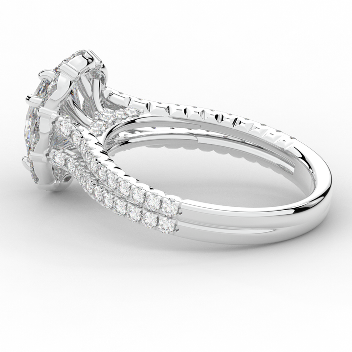 2.30CT.TW OVAL LAB DIAMOND HALO SPLIT SHANK ENGAGEMENT RING - Nazarelle