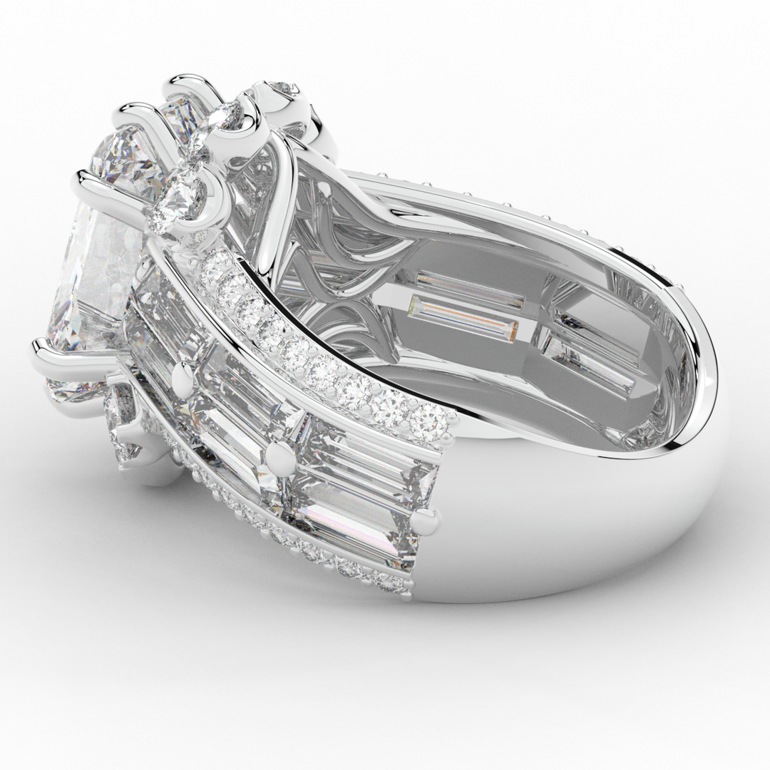 8.25CT.TW RADIANT LAB DIAMOND HALO ENGAGEMENT RING - Nazarelle