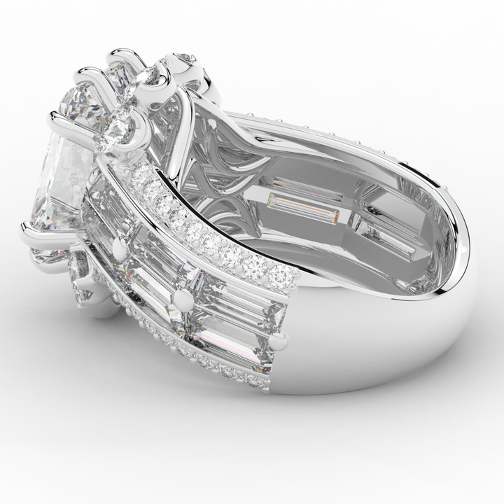 8.25CT.TW RADIANT LAB DIAMOND HALO ENGAGEMENT RING - Nazarelle