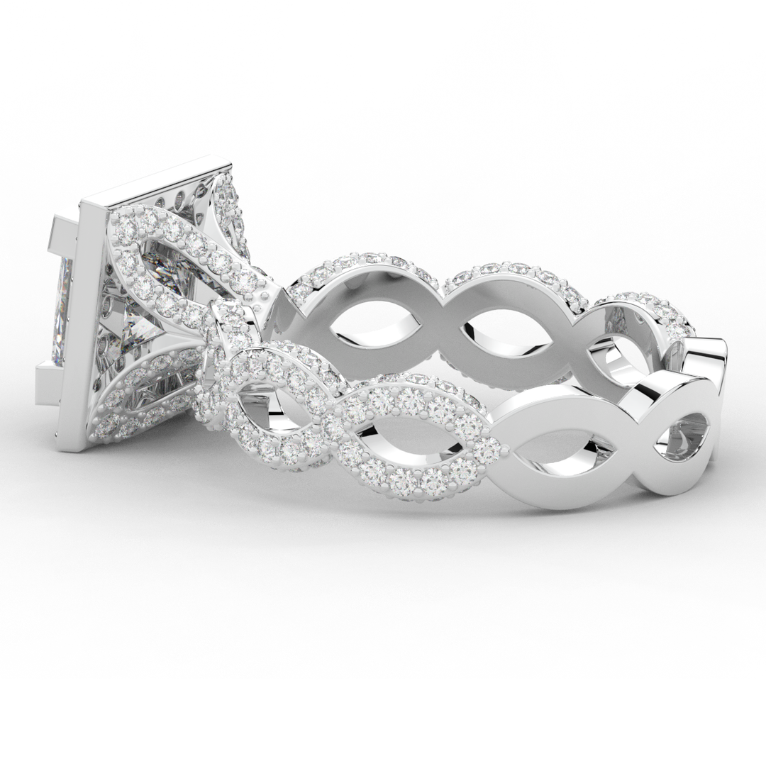 2.40CT.TW PRINCESS LAB DIAMOND HALO ENGAGEMENT RING - Nazarelle