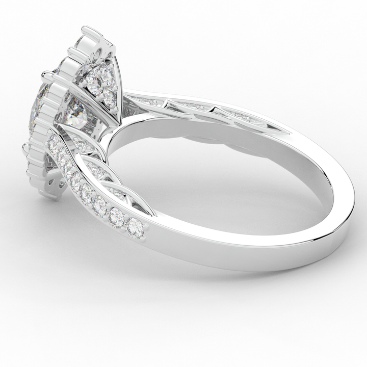 1.75CT.TW OVAL LAB DIAMOND HALO ENGAGEMENT RING - Nazarelle