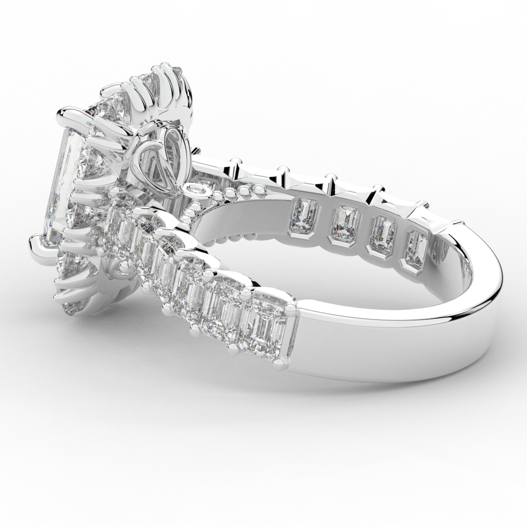 6.00CT.TW EMERALD CUT LAB DIAMOND HALO ENGAGEMENT RING - Nazarelle