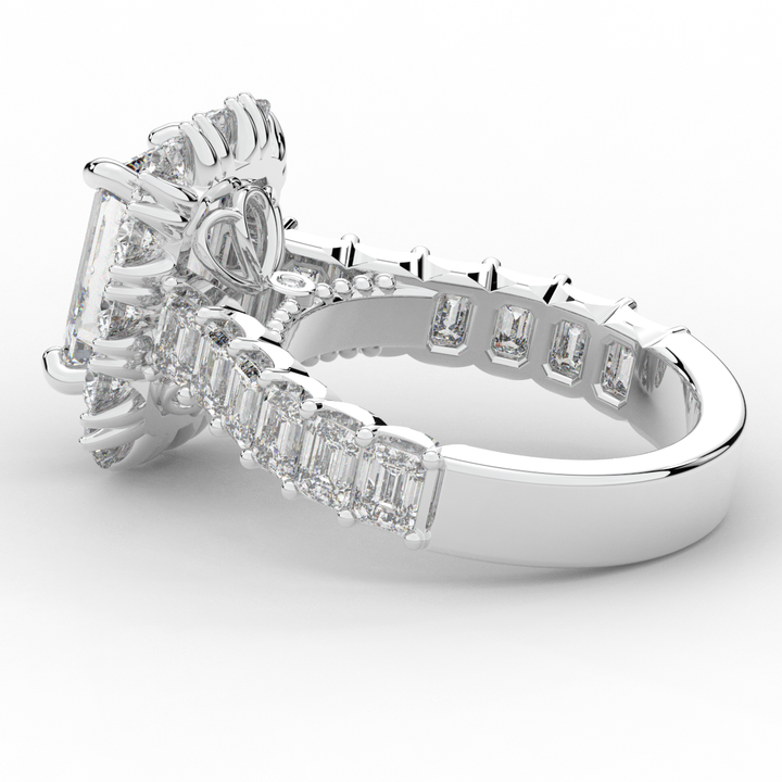 6.00CT.TW EMERALD CUT LAB DIAMOND HALO ENGAGEMENT RING - Nazarelle