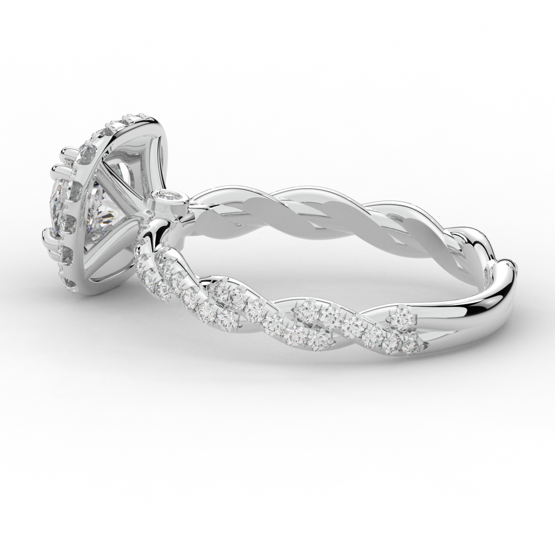1.55CT.TW ROUND LAB DIAMOND HALO TWIST ENGAGEMENT RING - Nazarelle