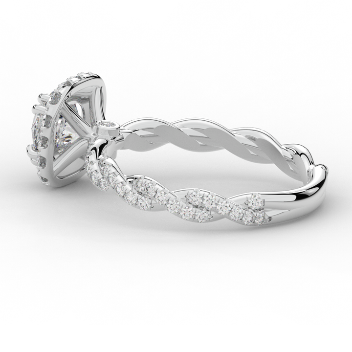 1.55CT.TW ROUND LAB DIAMOND HALO TWIST ENGAGEMENT RING - Nazarelle