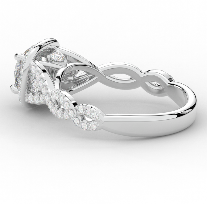 1.60CT.TW ROUND LAB DIAMOND HALO TWIST ENGAGEMENT RING - Nazarelle