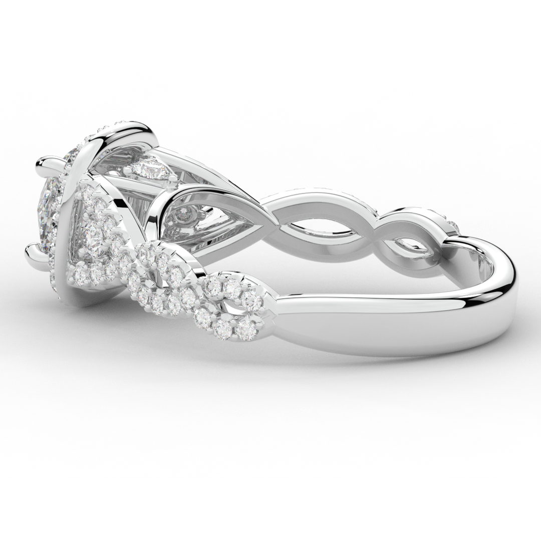 1.30CT.TW ROUND LAB DIAMOND HALO ENGAGEMENT RING - Nazarelle