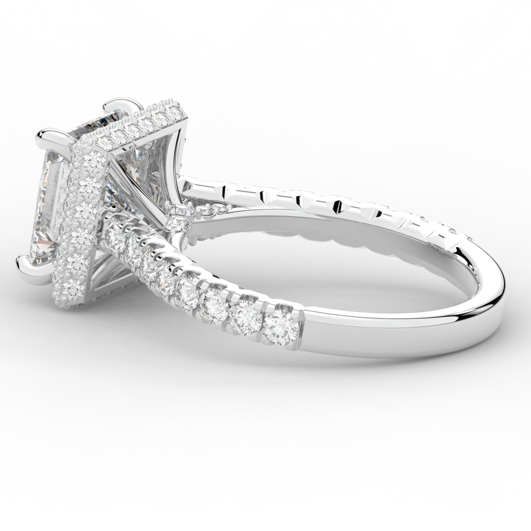 3.90CT.TW PRINCESS LAB DIAMOND HALO ENGAGEMENT RING - Nazarelle
