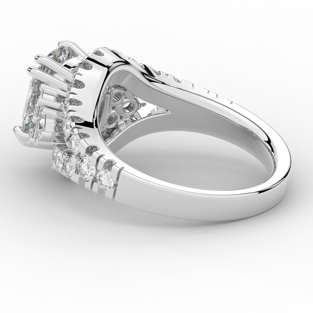 3.10CT.TW CUSHION LAB DIAMOND HALO ENGAGEMENT RING - Nazarelle