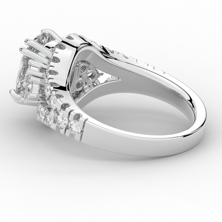 3.10CT.TW CUSHION LAB DIAMOND HALO ENGAGEMENT RING - Nazarelle