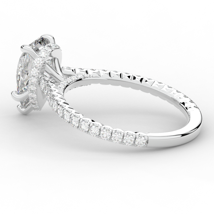 2.50CT.TW PEAR LAB DIAMOND UNDERHALO SOLITAIRE ENGAGEMENT RING - Nazarelle