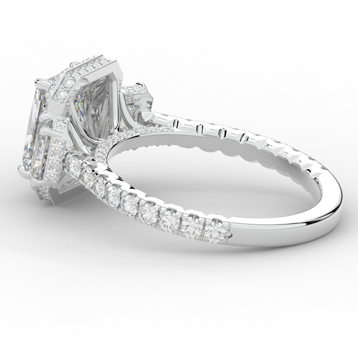 3.20CT.TW RADIANT LAB DIAMOND 3 STONE ENGAGEMENT RING - Nazarelle