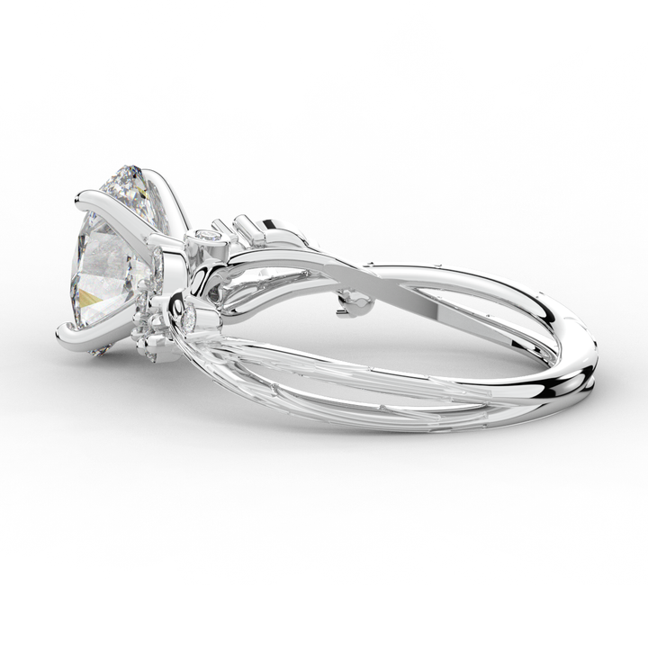 2.25CT.TW OVAL LAB DIAMOND STYLIZED VINE AND TREE BARK FINISH ENGAGEMENT RING - Nazarelle