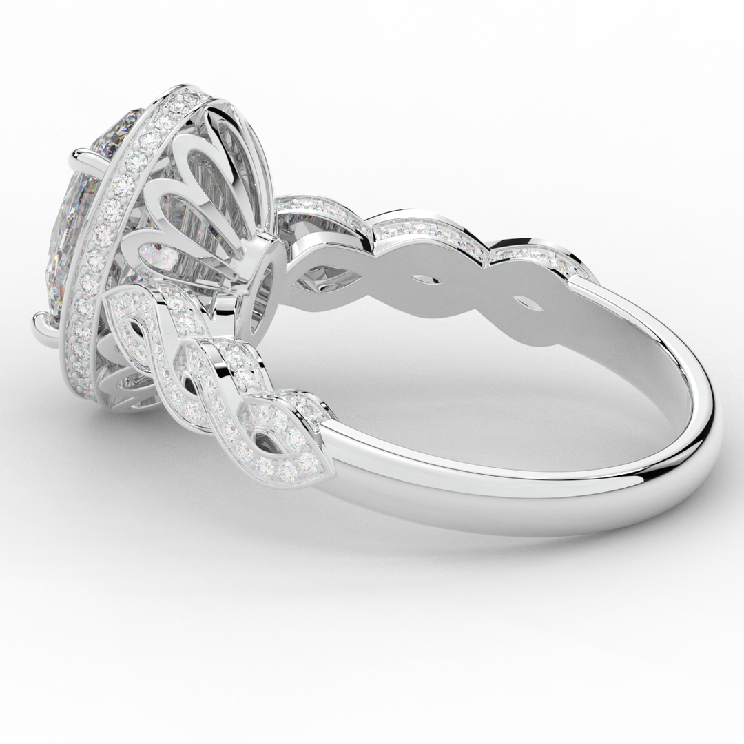 3.10CT.TW OVAL LAB DIAMOND HALO ENGAGEMENT RING - Nazarelle