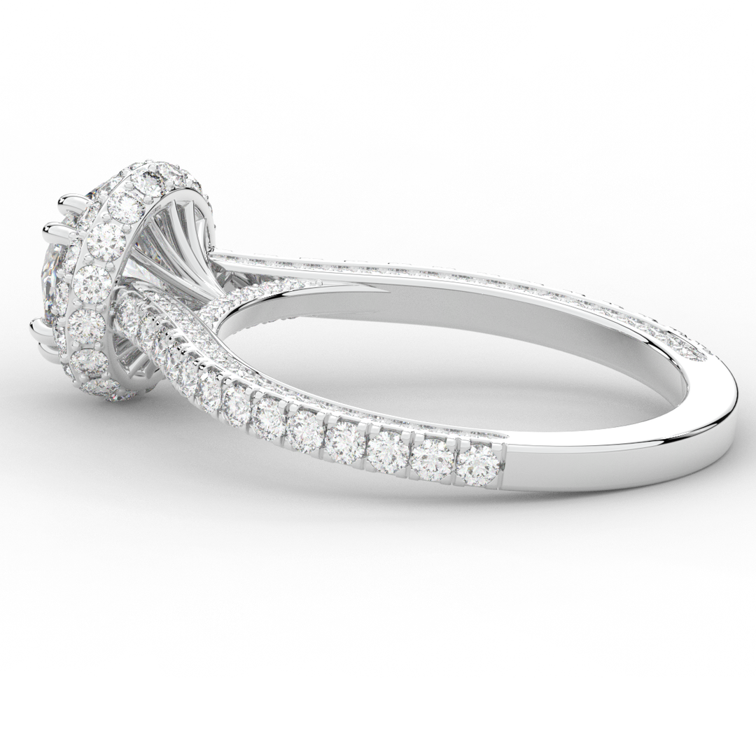 1.90CT.TW ROUND LAB DIAMOND HALO ENGAGEMENT RING - Nazarelle