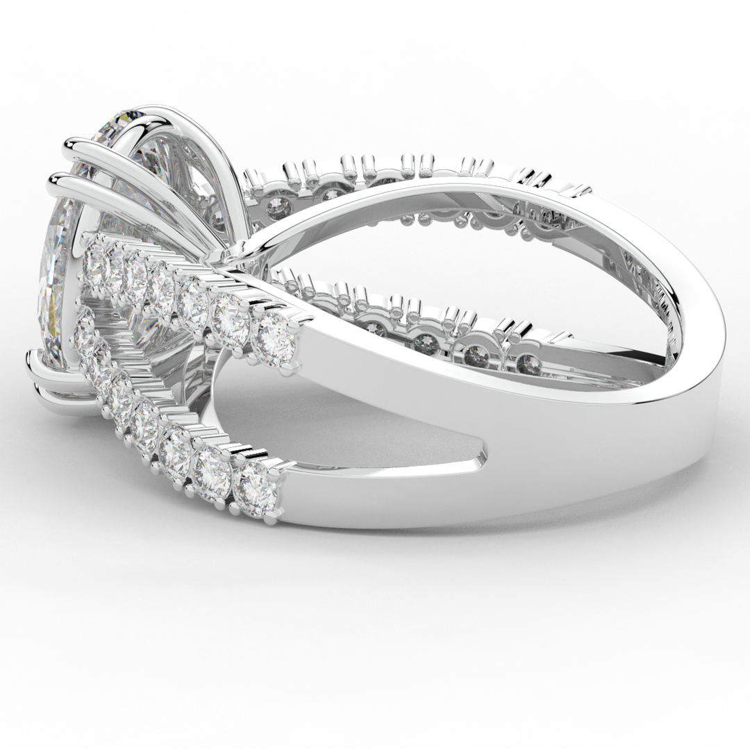 3.75CT.TW OVAL LAB DIAMOND SPLIT BAND ENGAGEMENT RING