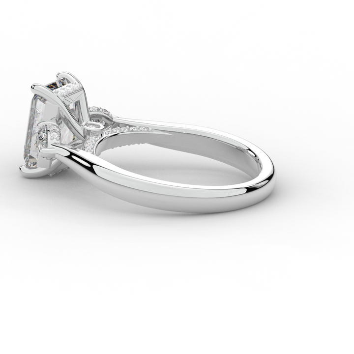 2.40CT.TW EMERALD CUT LAB DIAMOND 3 STONE ENGAGEMENT RING - Nazarelle