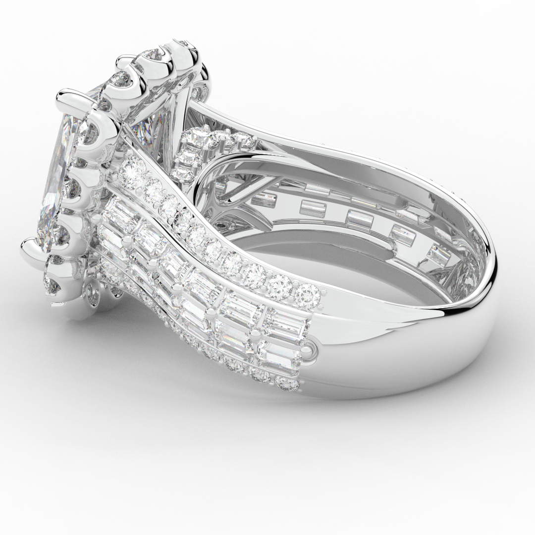 8.00CT.TW RADIANT LAB DIAMOND HALO ENGAGEMENT RING - Nazarelle