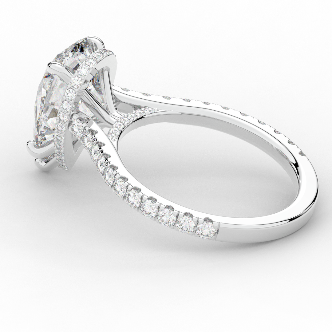 4.60CT.TW PEAR LAB DIAMOND UNDERHALO SOLITAIRE ENGAGEMENT RING - Nazarelle