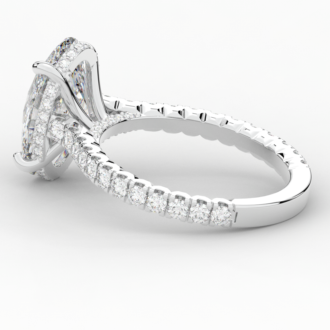 4.70CT.TW OVAL LAB DIAMOND UNDERHALO SOLITAIRE ENGAGEMENT RING - Nazarelle