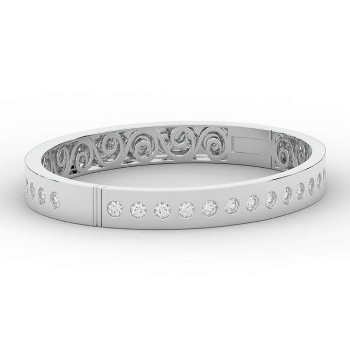 4.50CT.TW ROUND LAB DIAMOND ETERNITY BEZEL SET BANGLE - Nazarelle