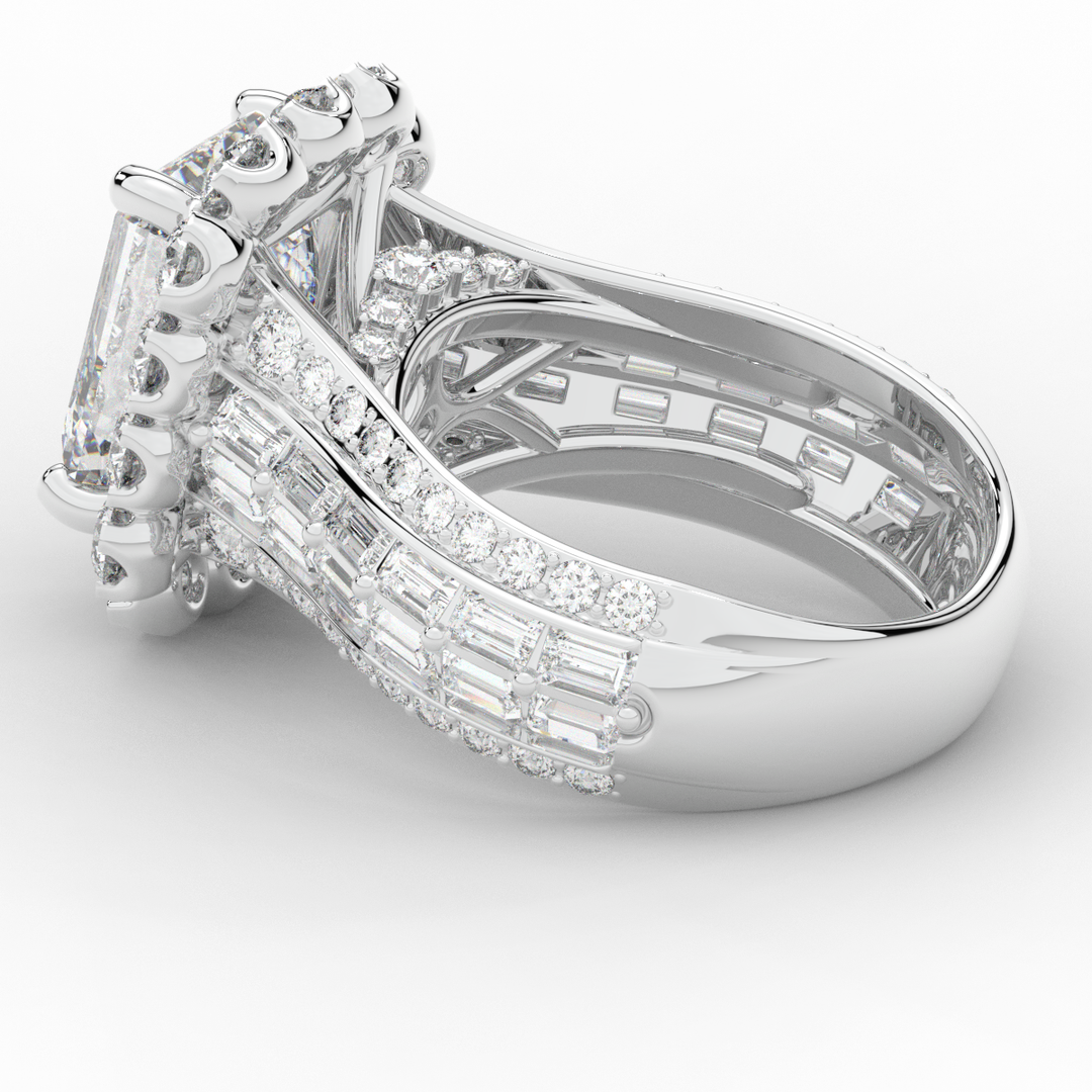 8.00CT.TW EMERALD CUT LAB DIAMOND HALO ENGAGEMENT RING - Nazarelle