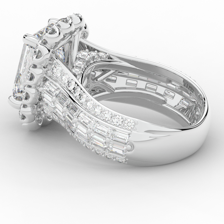8.00CT.TW EMERALD CUT LAB DIAMOND HALO ENGAGEMENT RING - Nazarelle
