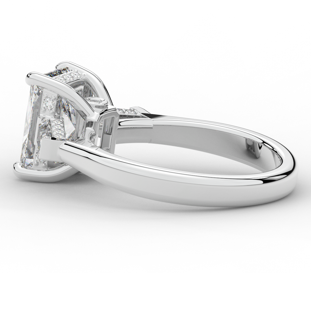 3.45CT.TW RADIANT LAB DIAMOND 3 STONE ENGAGEMENT RING - Nazarelle