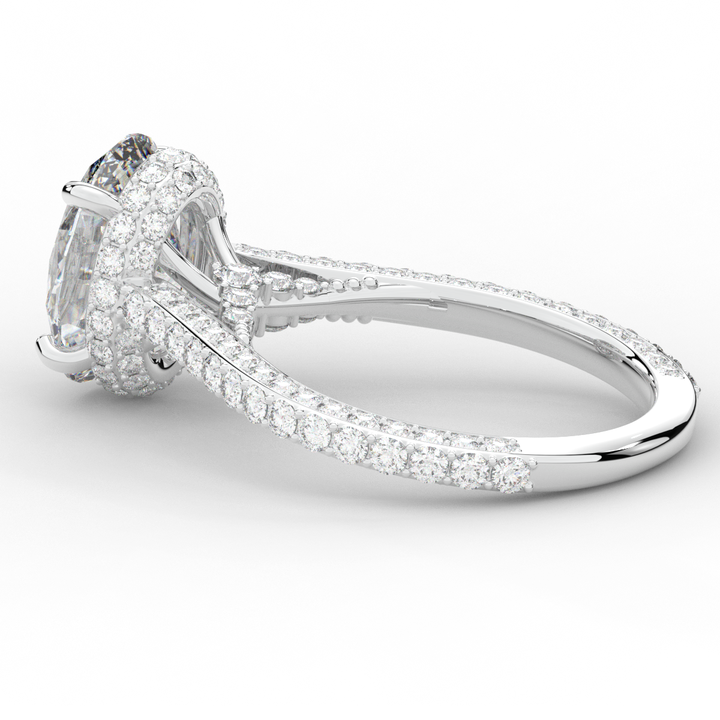 4.00CT.TW OVAL LAB DIAMOND UNDERHALO SOLITAIRE ENGAGEMENT RING - Nazarelle