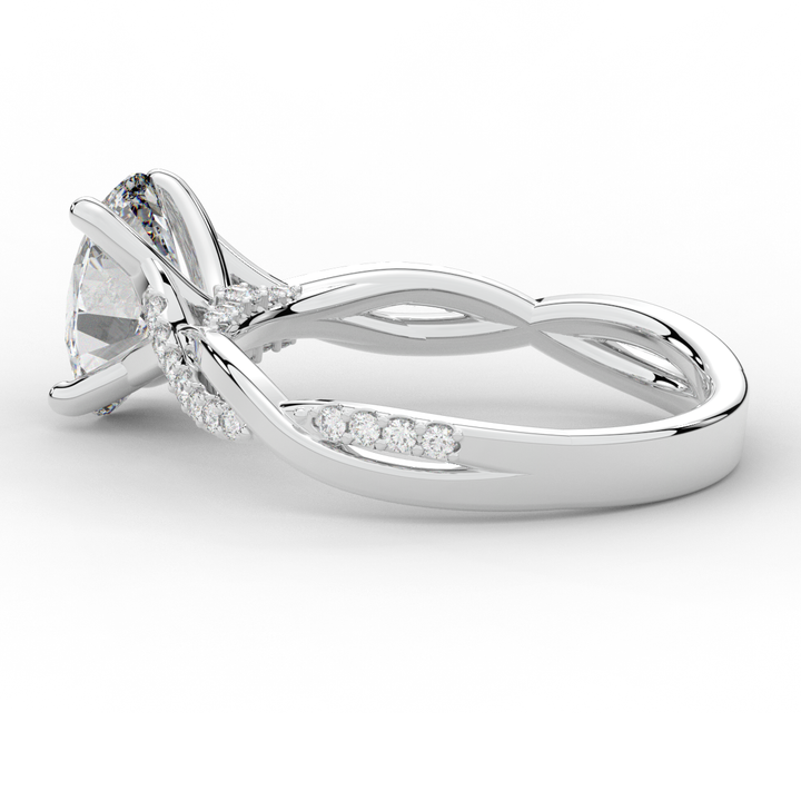 1.70CT.TW OVAL LAB DIAMOND TWIST BAND ENGAGEMENT RING - Nazarelle