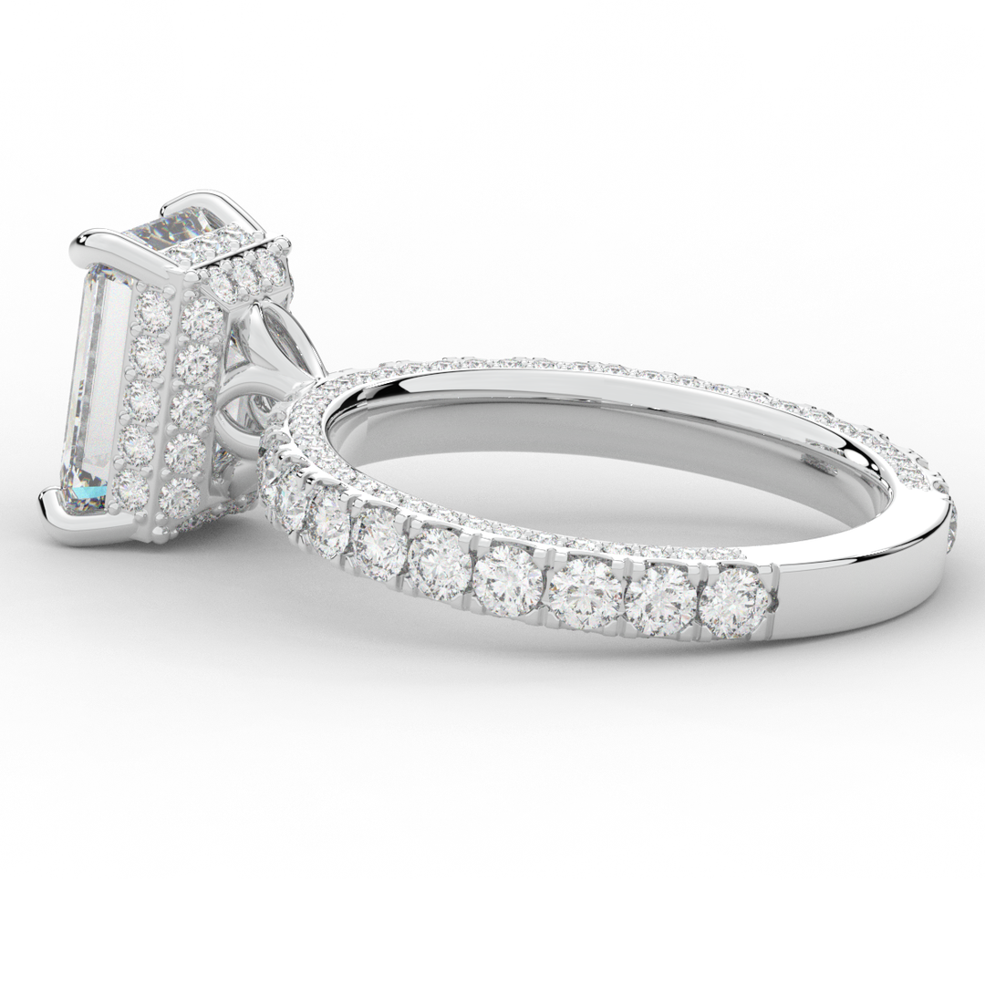 3.00CT.TW EMERALD CUT LAB DIAMOND ENGAGEMENT RING - Nazarelle