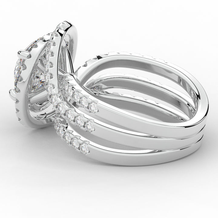 3.90CT.TW ROUND LAB DIAMOND TWIST HALO ENGAGEMENT RING - Nazarelle
