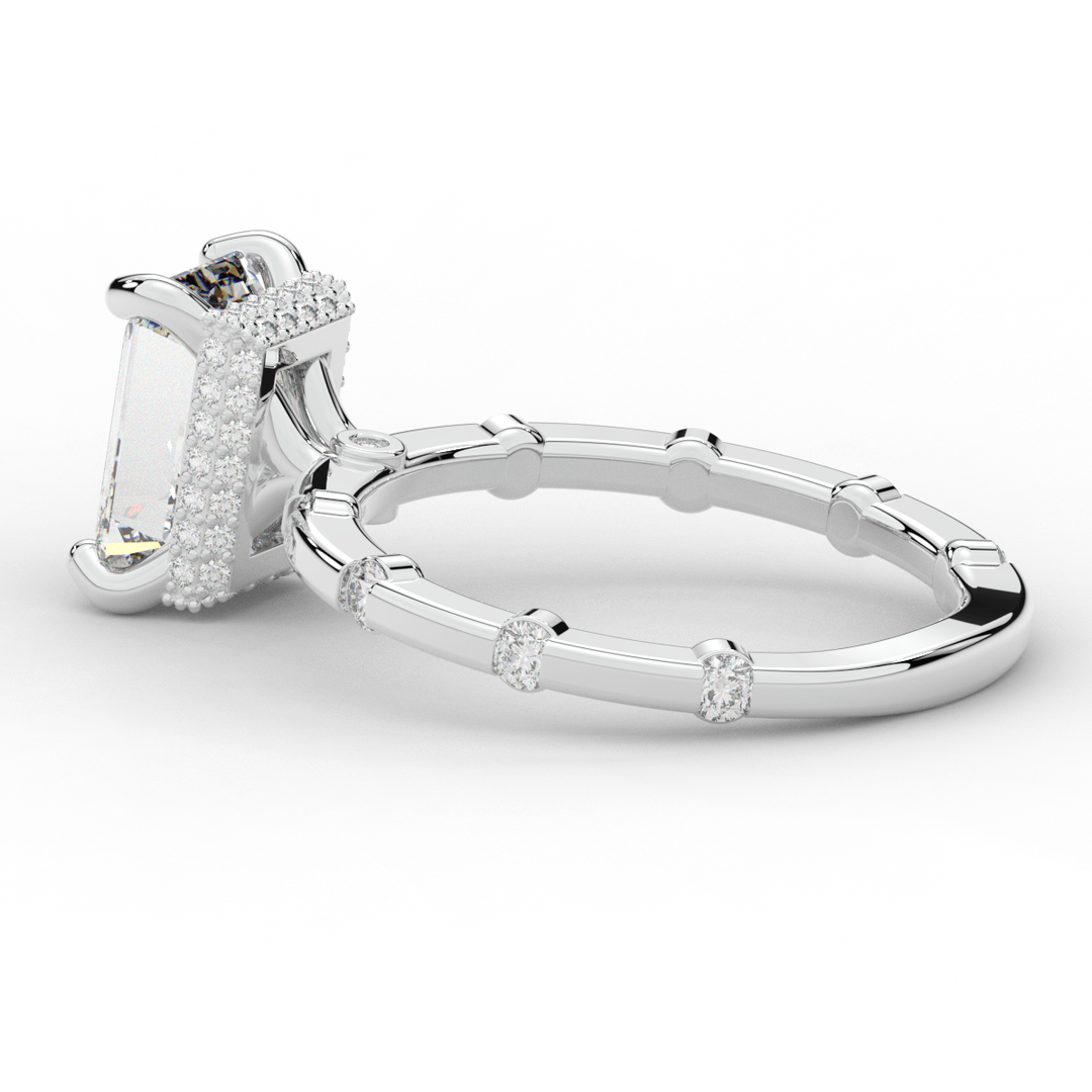 2.60CT.TW RADIANT LAB DIAMOND UNDERHALO SOLITAIRE ENGAGEMENT RING - Nazarelle